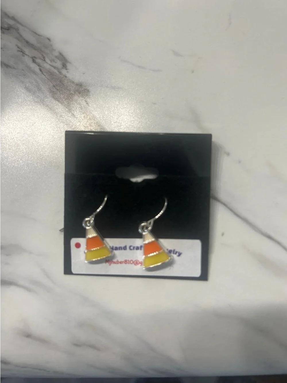 Cute Candy Corn Drop Earrings for Kids - Orange Yellow White